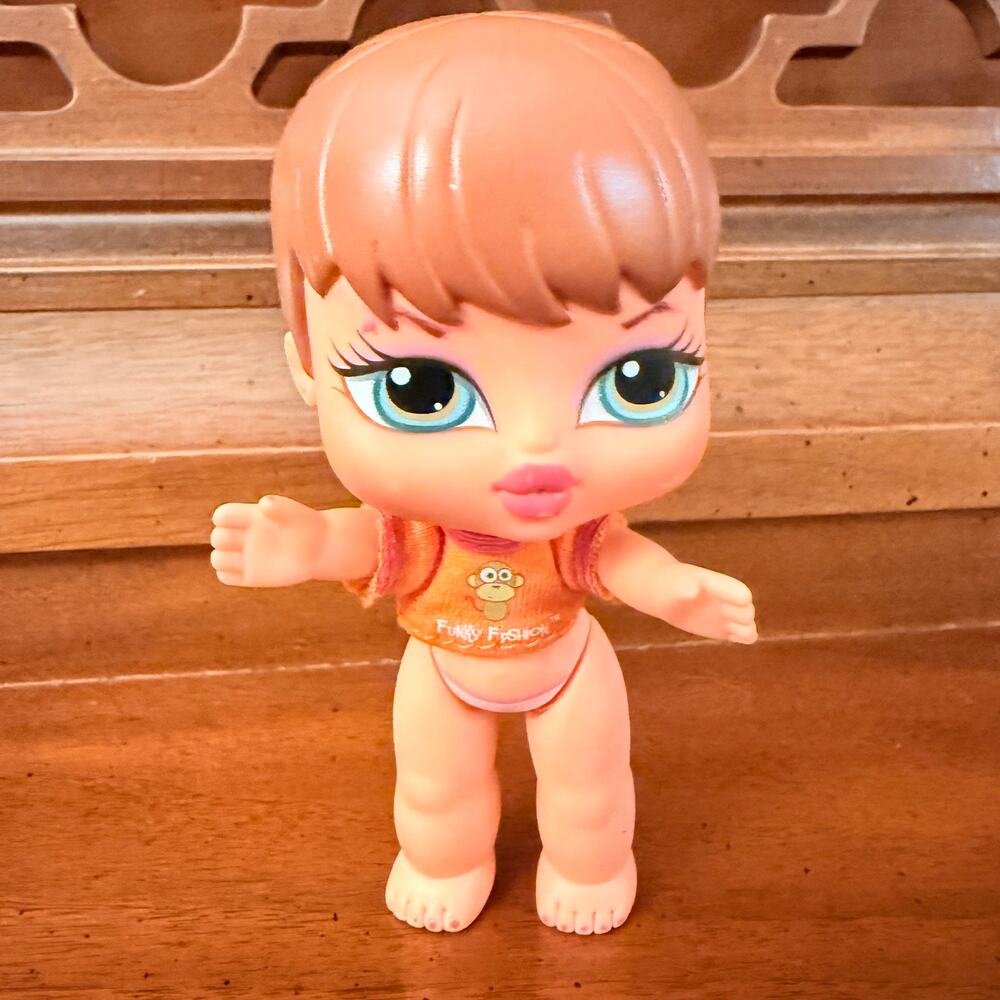 Bratz Babyz Meygan Doll 4.5 Inch Orange Monkey Top Missing Hair Pieces